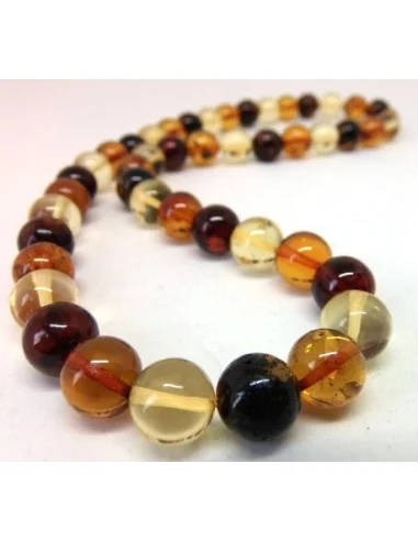 Collier 3 couleurs Ambre 10mm