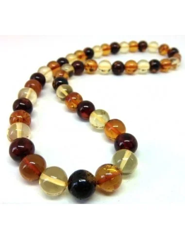 Collier 3 couleurs Ambre 10mm
