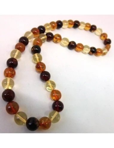 Collier 3 couleurs Ambre 10mm