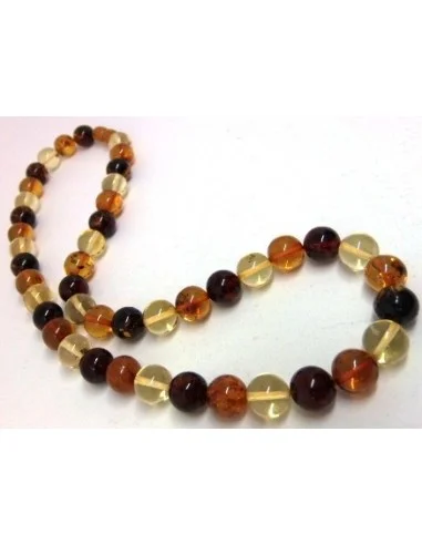 Collier 3 couleurs Ambre 10mm