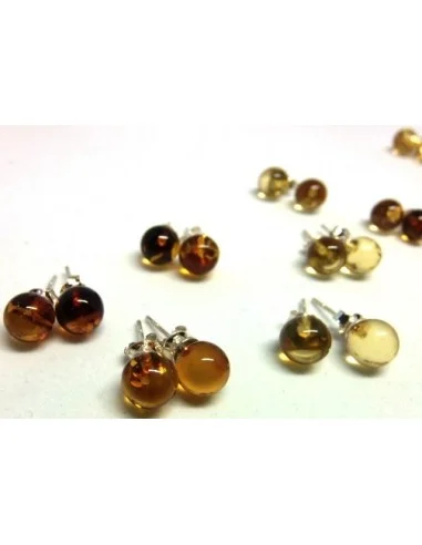 Boucles d'oreilles pouces Ambre 8mm argent