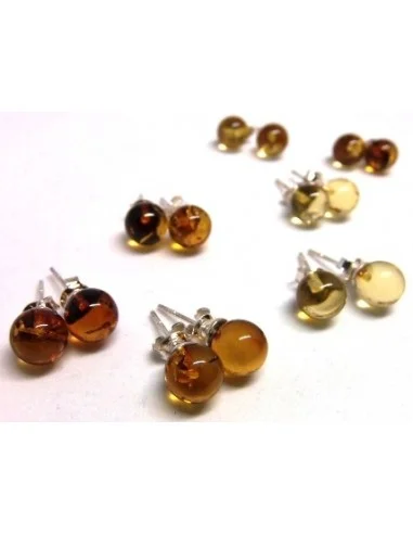 Boucles d'oreilles pouces Ambre 8mm argent