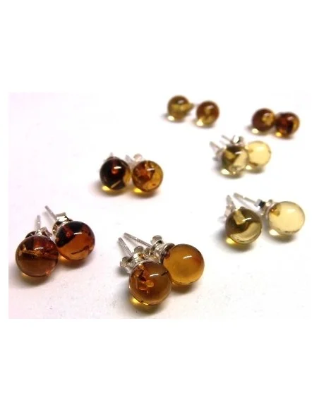Boucles d'oreilles pouces Ambre 8mm argent