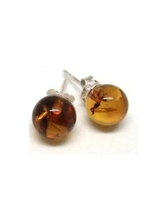 Boucles d'oreilles pouces Ambre 8mm argent