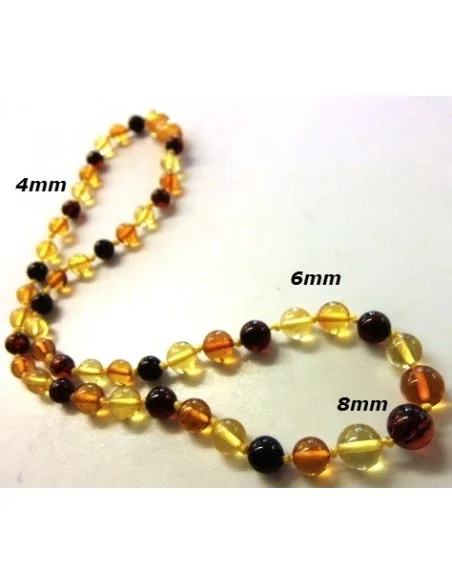 Collier bebe ambre boule 4, 6, 8mm