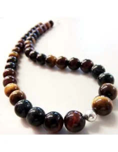 Collier Oeil tigre, taureau, faucon 10mm 2