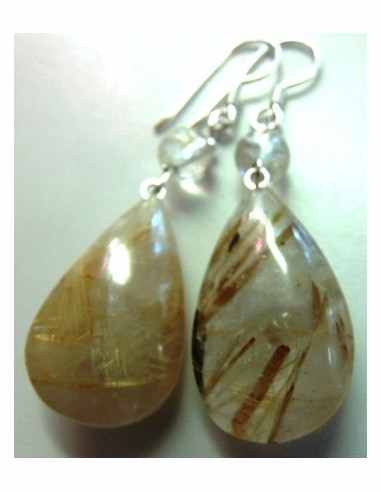 Quartz rutile boucles doreilles