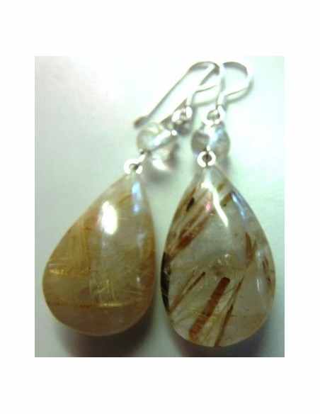 Quartz rutile boucles doreilles Quartz rutile boucles doreilles