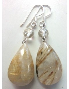 Quartz rutile boucles doreilles