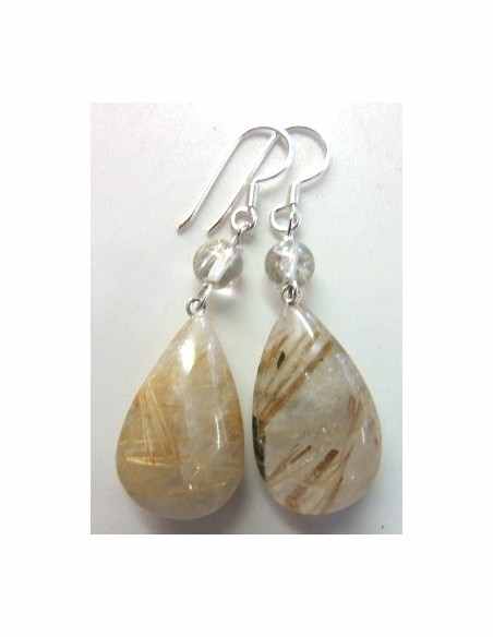 Quartz rutile boucles doreilles Quartz rutile boucles doreilles