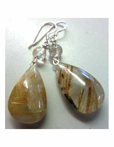 Quartz rutile boucles doreilles