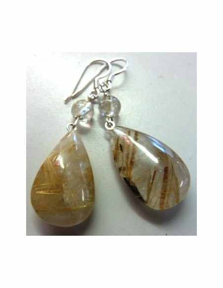 Quartz rutile boucles doreilles Quartz rutile boucles doreilles