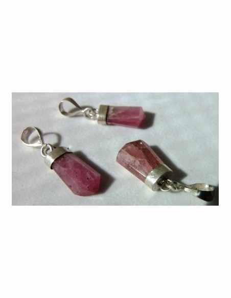 Tourmaline rose pendentif argent