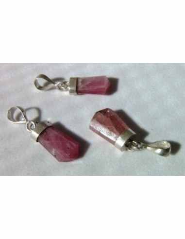 Tourmaline rose pendentif argent