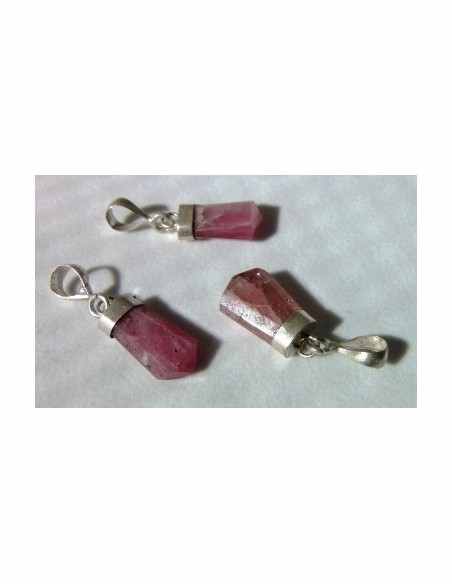 Tourmaline rose pendentif argent