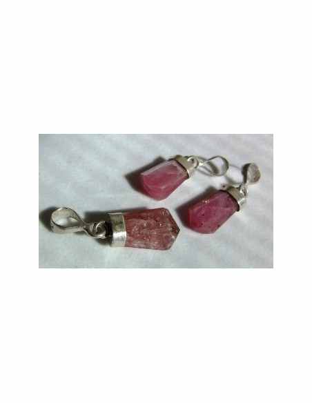 Tourmaline rose pendentif argent