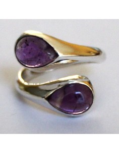 Bague pierre monté en argent reglable