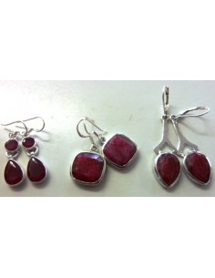 Rubis boucles doreilles argent