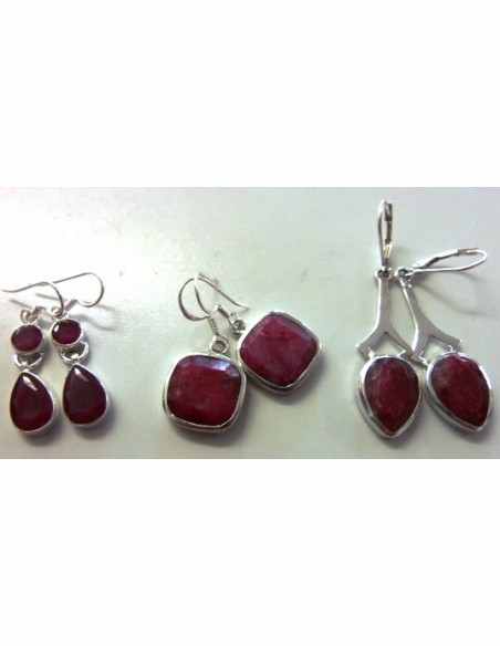 Rubis boucles doreilles argent