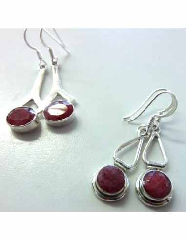 Rubis boucles doreilles argent