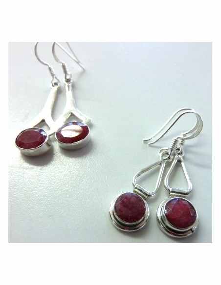 Rubis boucles doreilles argent