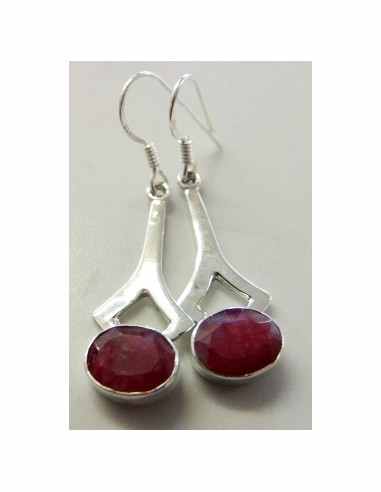 Rubis boucles doreilles argent