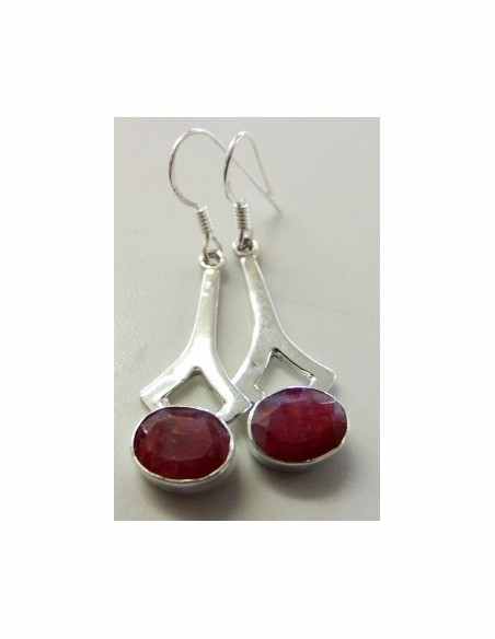 Rubis boucles doreilles argent
