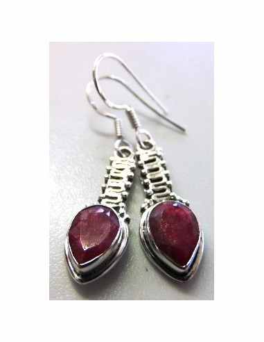 Rubis boucles doreilles argent