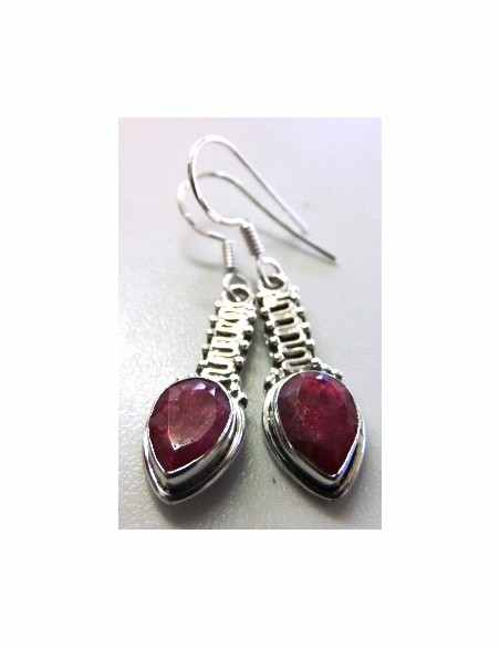Rubis boucles doreilles argent