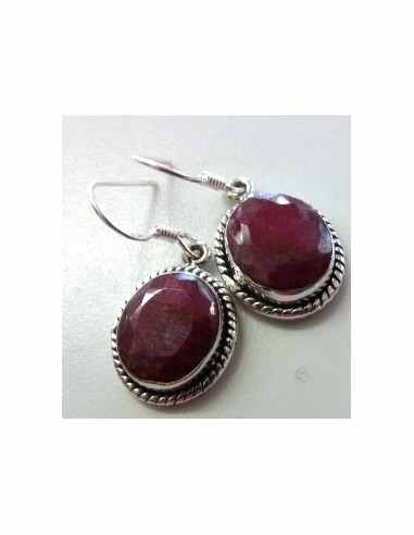 Rubis boucles doreilles argent