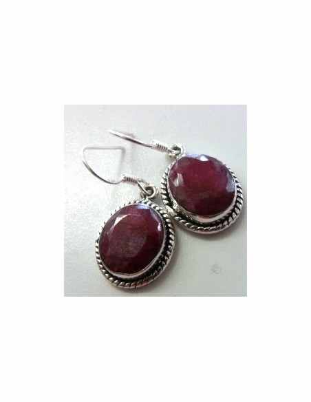 Rubis boucles doreilles argent