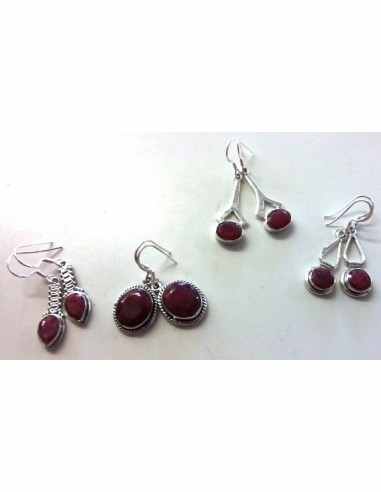 Rubis boucles doreilles argent