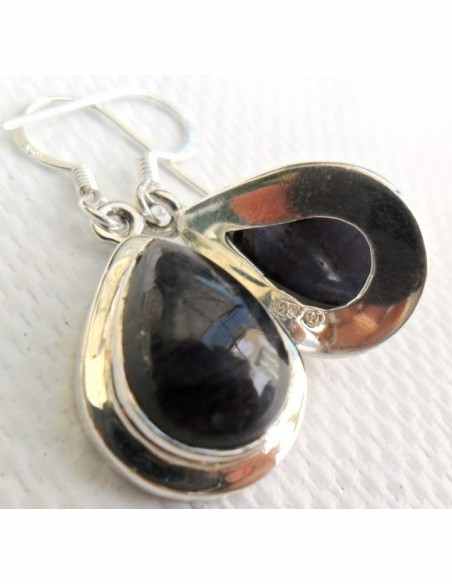 Boucles doreilles  Iolite argent