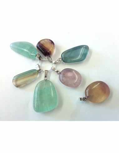 Fluorite verte, bleue, rose pendentif