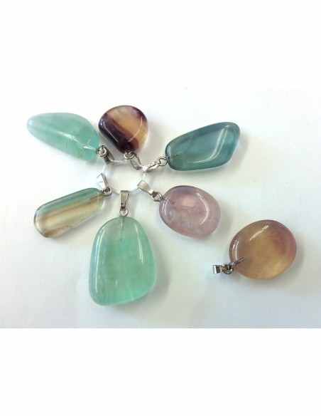 Fluorite verte, bleue, rose pendentif Fluorite verte, bleue, rose pendentif
