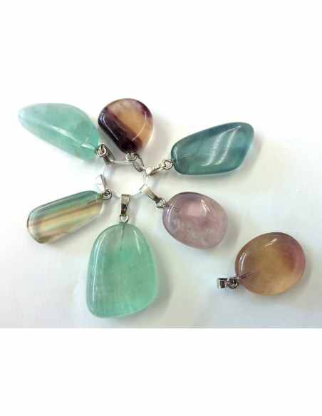 Fluorite verte, bleue, rose pendentif Fluorite verte, bleue, rose pendentif