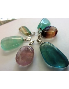 Fluorite verte, bleue, rose pendentif