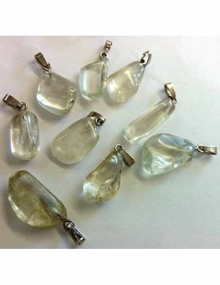 Hiddenite, kunzite verte pendentif