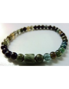 Bracelet tourmaline verte, bleue 6mm