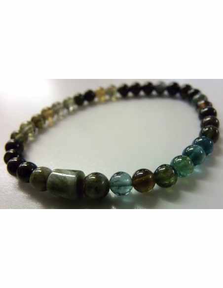 Bracelet tourmaline verte, bleue 6mm Bracelet tourmaline verte, bleue 6mm