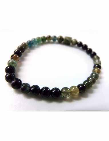 Bracelet tourmaline verte, bleue 6mm
