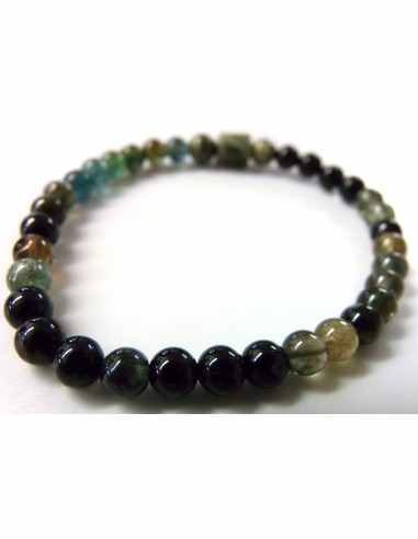 Bracelet tourmaline verte, bleue 6mm