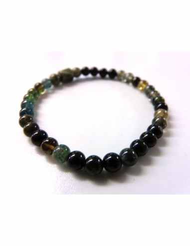 Bracelet tourmaline verte, bleue 6mm