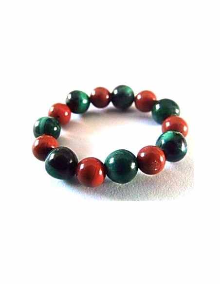 Anneau jaspe rouge et malachite