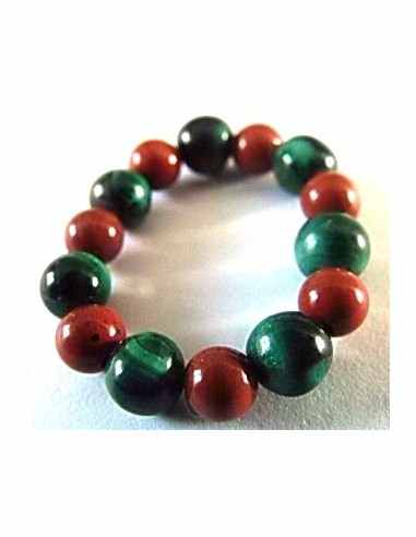 Anneau jaspe rouge et malachite