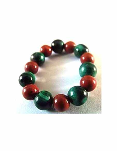 Anneau jaspe rouge et malachite