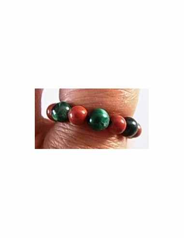 Anneau jaspe rouge et malachite
