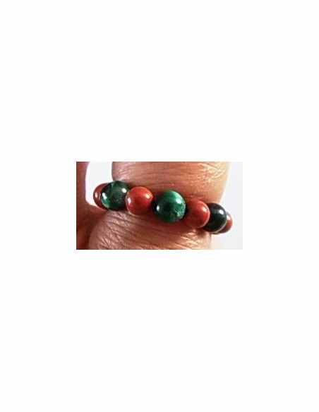 Anneau jaspe rouge et malachite