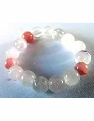 Anneau quartz rose, rhodocrosite 4mm