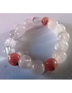 Anneau quartz rose, rhodocrosite 4mm